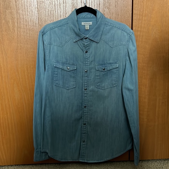 Calvin Klein Jeans Denim Button Down Shirt Sz M - Picture 3 of 6